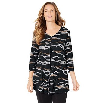 Catherines Women's Plus Size Anywear Flyaway Tunic And Tank Duet