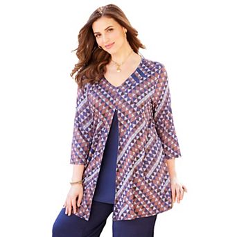 Catherines Women's Plus Size Anywear Flyaway Tunic And Tank Duet