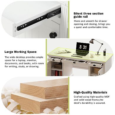 Merax 67''Modern Executive Desk,Computer Desk with 2 Storage Cabinet and 3 Drawers