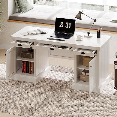 Merax 67''Modern Executive Desk,Computer Desk with 2 Storage Cabinet and 3 Drawers