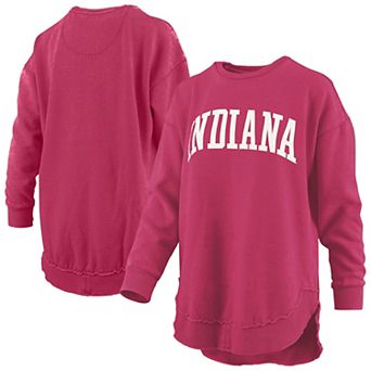 Women's Pressbox Crimson Indiana Hoosiers Melange Poncho Vintage Fleece Long Sleeve Pullover Sweatshirt