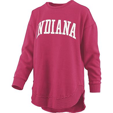 Women's Pressbox Crimson Indiana Hoosiers Melange Poncho Vintage Fleece Long Sleeve Pullover Sweatshirt