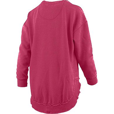 Women's Pressbox Crimson Indiana Hoosiers Melange Poncho Vintage Fleece Long Sleeve Pullover Sweatshirt
