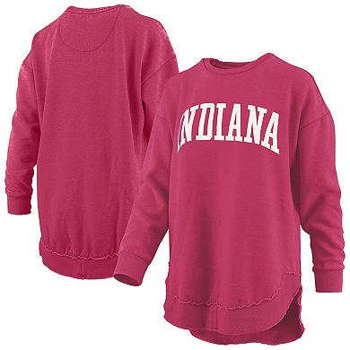 Women's Pressbox Crimson Indiana Hoosiers Melange Poncho Vintage Fleece Long Sleeve Pullover Sweatshirt