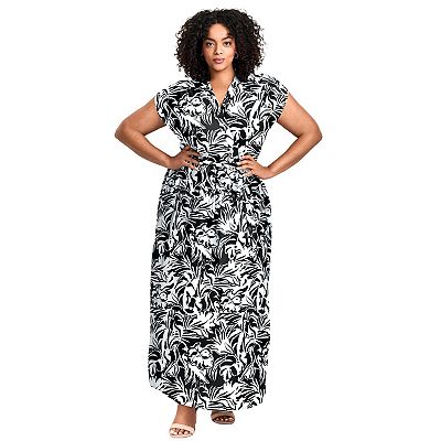 Avenue Women's Plus Size Havana Maxi Dress, Size: 14, Black