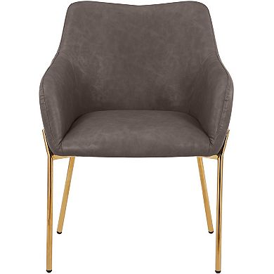 LeisureMod 7-Piece Dining Set, Rectangular Glass Dining Table, 6 Upholstered Dining Arm Chairs