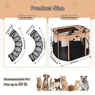 Pet Playpen With Connectable Tunnel For Cats Dogs