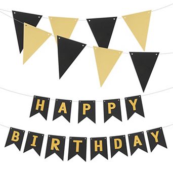 Birthday Banner 16 Feet Birthday Decorations Card Stock Birthday Sign with Pennant Banner Flags