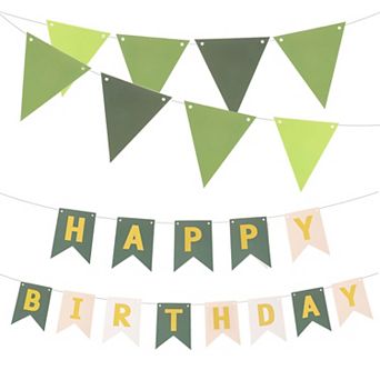Birthday Banner 16 Feet Birthday Decorations Card Stock Birthday Sign with Pennant Banner Flags