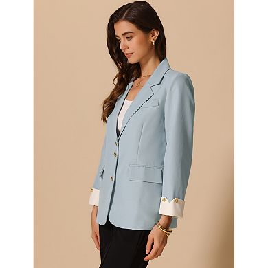 Women's Work Office Blazer Notched Lapel Long Sleeve Jacket Suit Blazer