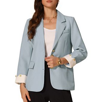 Women's Work Office Blazer Notched Lapel Long Sleeve Jacket Suit Blazer