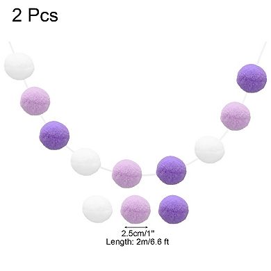 2pcs Pom Pom Garland 6.6 Ft 30 Balls Felt Ball Garland for Party Decorations
