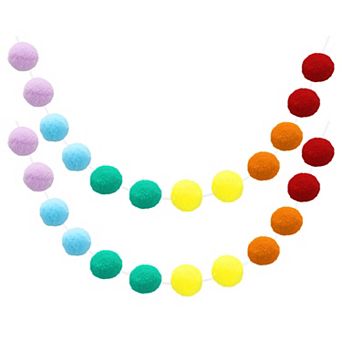 2 pc Pom Pom Garland 6.6 Ft 30 Balls Felt Ball Garland for Party Decorations