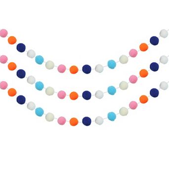 3 pc Pom Pom Garland, 8.2 Feet Decorative Hanging Garland Ball Banner with 30 pc Felt Balls