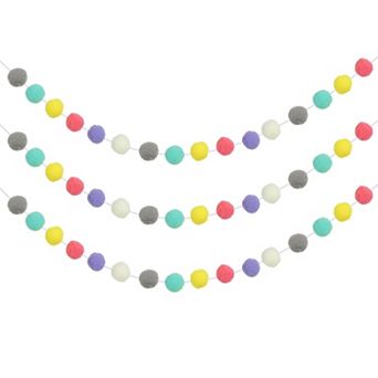 3 pc Pom Pom Garland, 8.2 Feet Decorative Hanging Garland Ball Banner with 30 pc Felt Balls