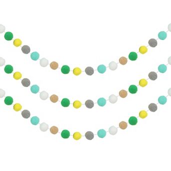 3 pc Pom Pom Garland, 8.2 Feet Decorative Hanging Garland Ball Banner with 30 pc Felt Balls