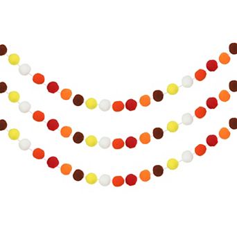 3 pc Pom Pom Garland, 8.2 Feet Decorative Hanging Garland Ball Banner with 30 pc Felt Balls
