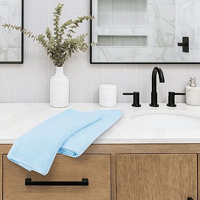 Solid Striped Bath Hand Towels, Soft Absorbent Cotton Hand Towel Sets for Hotel, Spa, Kitchen 2 Pack