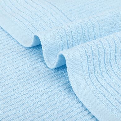 Solid Striped Bath Hand Towels, Soft Absorbent Cotton Hand Towel Sets for Hotel, Spa, Kitchen 2 Pack