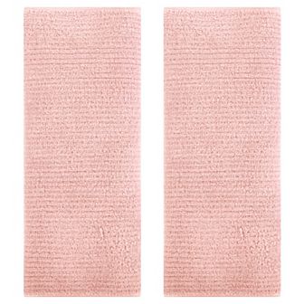 Solid Striped Bath Hand Towels, Soft Absorbent Cotton Hand Towel Sets for Hotel, Spa, Kitchen 2 Pack