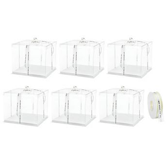 Cake Box, 6 pc 12"x12"x10" Tall Cake Boxes with Ribbon for 10" Cake Packing Carry for Wedding White