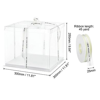 Cake Box, 6Pcs 12"x12"x10" Tall Cake Boxes with Ribbon for 10" Cake Packing Carry for Wedding White