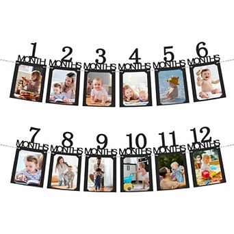 1st Birthday Photo Banner From 1 To 12 Months First Birthday Decorations Growing Photo Display 12 pc