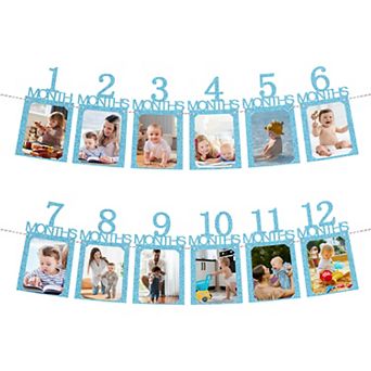 1st Birthday Photo Banner From 1 To 12 Months First Birthday Decorations Growing Photo Display 12 pc