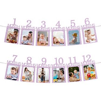 1st Birthday Photo Banner From 1 To 12 Months First Birthday Decorations Growing Photo Display 12 pc