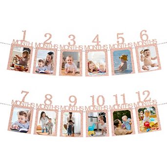 1st Birthday Photo Banner From 1 To 12 Months First Birthday Decorations Growing Photo Display 12 pc