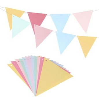 5 Set 16 Ft Pennant Banner Flags String Card Stock Triangle Hanging Triangle Bunting Flags