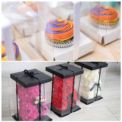 Cake Box, 6Pcs 12"x12"x7" Tall Cake Boxes with Ribbon for 10" Cake Packing Carry for Wedding White