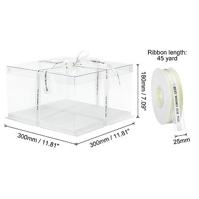 Cake Box, 6Pcs 12"x12"x7" Tall Cake Boxes with Ribbon for 10" Cake Packing Carry for Wedding White