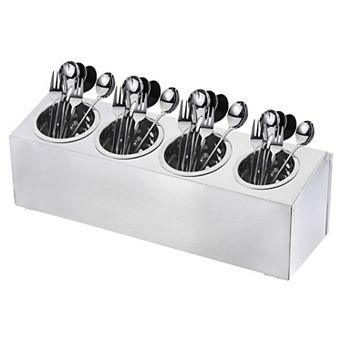 Commercial Utensil Holder, Cylinder Flatware Silverware Utensil Holder Caddy Drying Rack 4 Holes