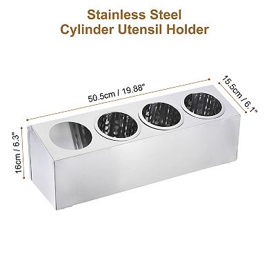 Commercial Utensil Holder, Cylinder Flatware Silverware Utensil Holder Caddy Drying Rack 4 Holes