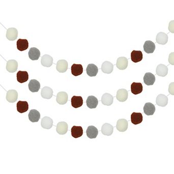 3 pc Pom Pom Garland, 6.5Ft Decor Hanging Garland Ball Banner with 20 pc Balls for Party Room