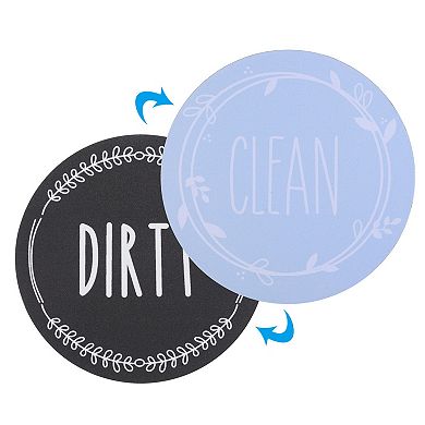 Dirty Clean Dishwasher Magnet, Round Dish Washer Kitchen Organization Clean Dirty Sign Magnet