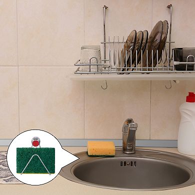 Magnetic Sponge Holder, Sink Drain Rack with Adhesives Waterproof Quick Drying Kitchen Gadget