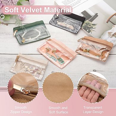 36 Pcs 4.3 x 3.1 Inch Flannel Travel Jewelry Pouch with Zipper