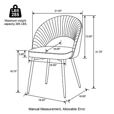 Glitzhome Set of 2 Modern Quilted Leatherette Dining Chair