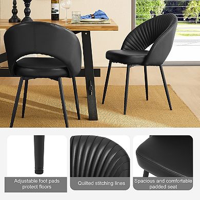 Glitzhome Set of 2 Modern Quilted Leatherette Dining Chair