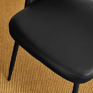 Glitzhome Set of 2 Modern Quilted Leatherette Dining Chair