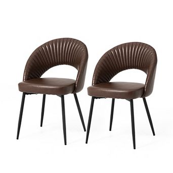 Glitzhome Set of 2 Modern Quilted Leatherette Dining Chair