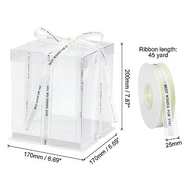 Cake Box, 6Pcs 7"x7"x8" Tall Cake Boxes with Ribbon for 4" Cake Packing Carry for Wedding White