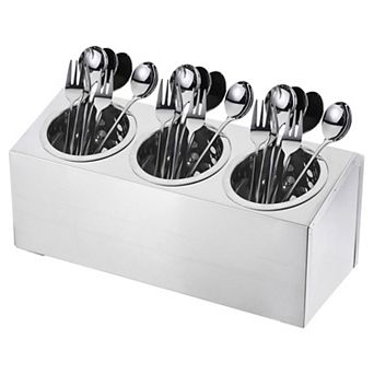 Commercial Utensil Holder, Cylinder Flatware Silverware Utensil Holder Caddy Drying Rack 3 Holes