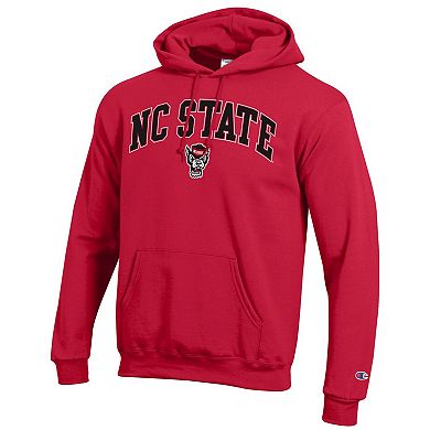Men's Champion® Scarlet NC State Wolfpack Arched Logo Fleece Pullover Hoodie