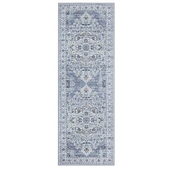 Garvee Washable Non Slip Faux Wool Vintage Distressed Floral Printed Area Rug for Home