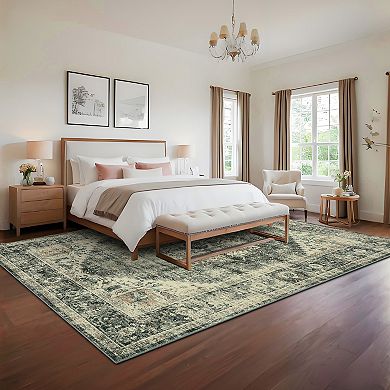 Garvee Faux Wool Vintage Printed Area Rug Ultra Thin Soft Carpet for Living Room Bedroom