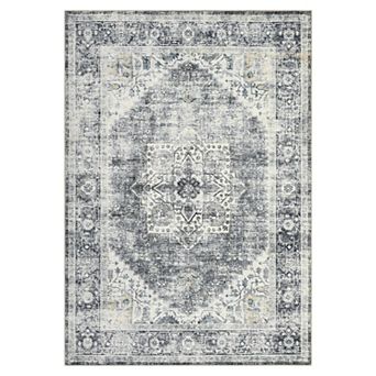 Garvee Faux Wool Vintage Printed Area Rug Ultra Thin Soft Carpet for Living Room Bedroom