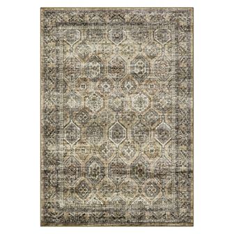 Garvee Faux Wool Machine Washable Vintage Distressed Geometric Printed Indoor Area Rug
